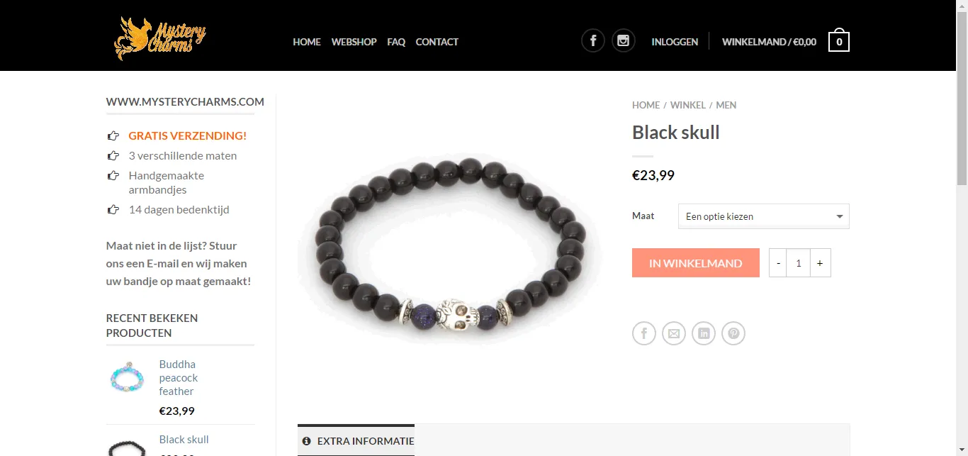 Webshop MysteryCharms, screenshot 3 of 4